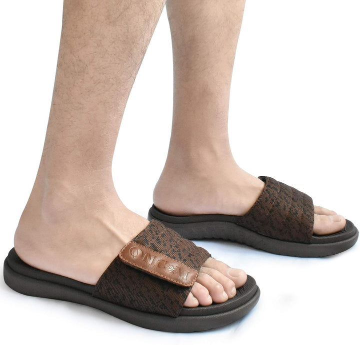 ONCAI Dusch Badelatschen Herren mit Klettverschluss Offener Zeh Sports Badesandalen Sommer Freizeit