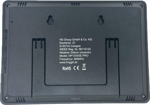 Froggit HP1000SE PRO Displayeinheit (Schwarz) Wetterstation mit Vollfarbdisplay HP1000SE PRO Display