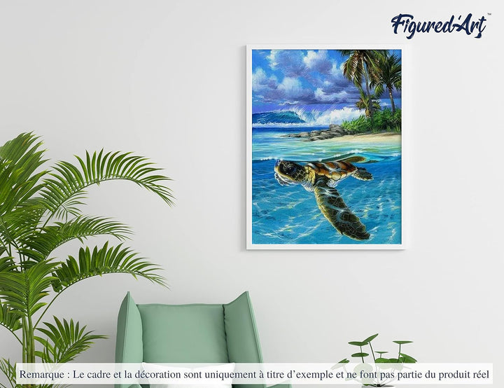 Figured'Art Malen Nach Zahlen Erwachsene Entspannte Schildkröte - Paint by Numbers Basteln DIY Baste