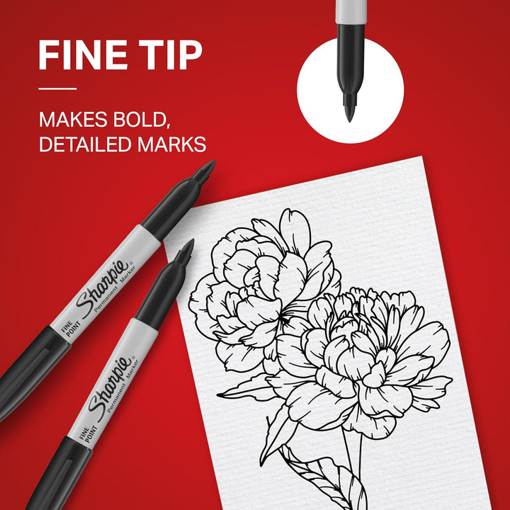 Sharpie Permanentmarker mit feiner Spitze, 25 Stück, schwarz Schwarz Packung mit 24 + 1, Schwarz Pac