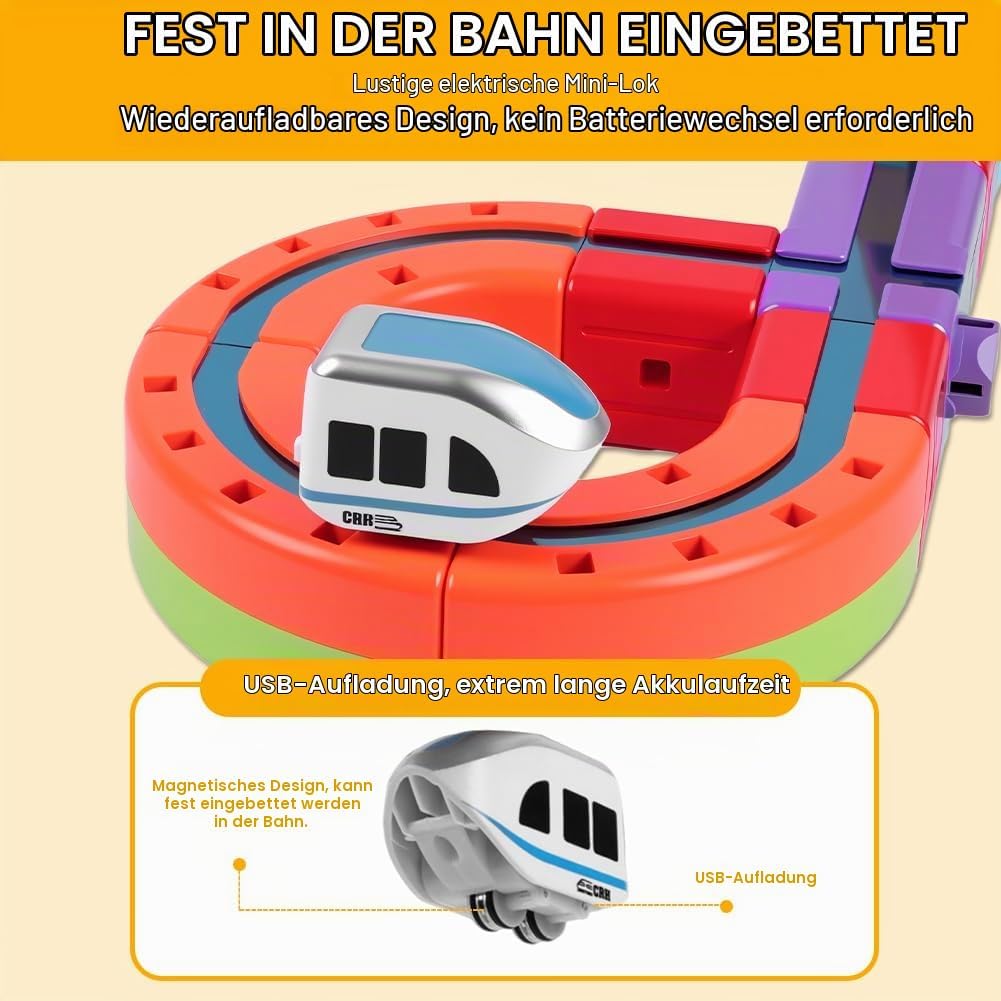 68 Stück Clickrail Electric Train Set, Magisches Schienen WüRfel Zug Set, Cube Track Block Zug mit S
