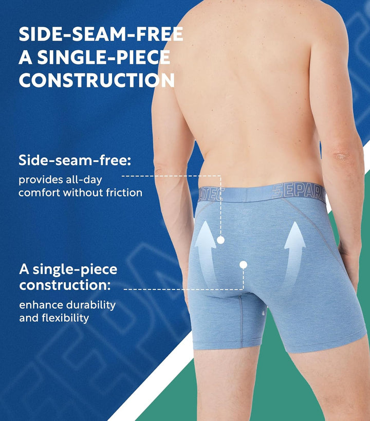 Separatec Herren Boxershorts Glattes Bambus Rayon mit getrennten Beuteln Unterwäsche 3er Pack Boxers