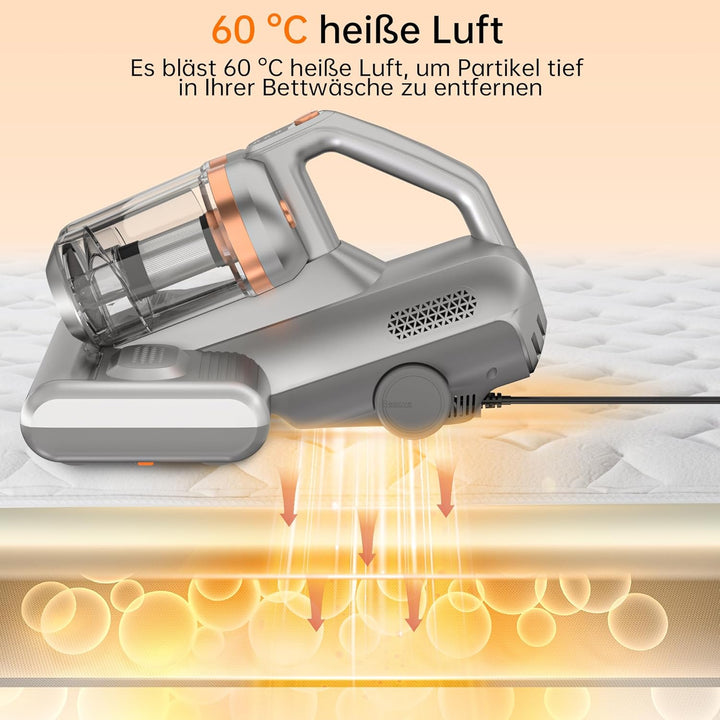 Milbensauger für Matratzen，16Kpa Milbensauger mit UV-Licht, Hochleistungs-Staubsauger | 99,9% Milben