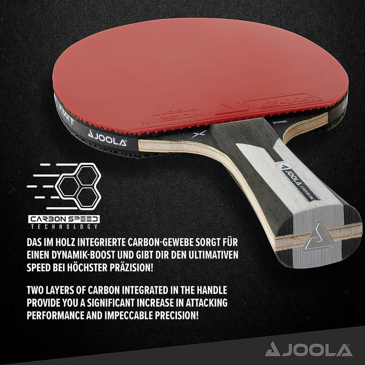 JOOLA 54206 Tischtennisschläger Carbon X Pro, 2 MM Schwammstärke, Schwarz/Grau & 42183 Tischtennisbä