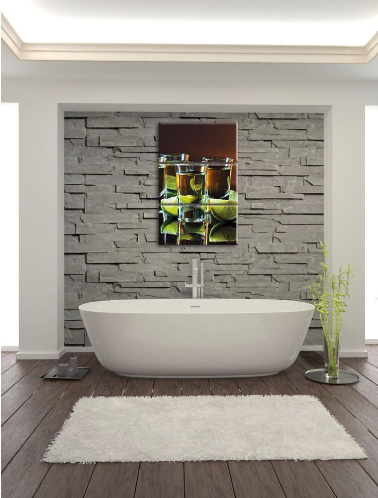 Pixxprint Tequila mit Limetten 3-Teiler Leinwandbild 120x80 Bild auf Leinwand