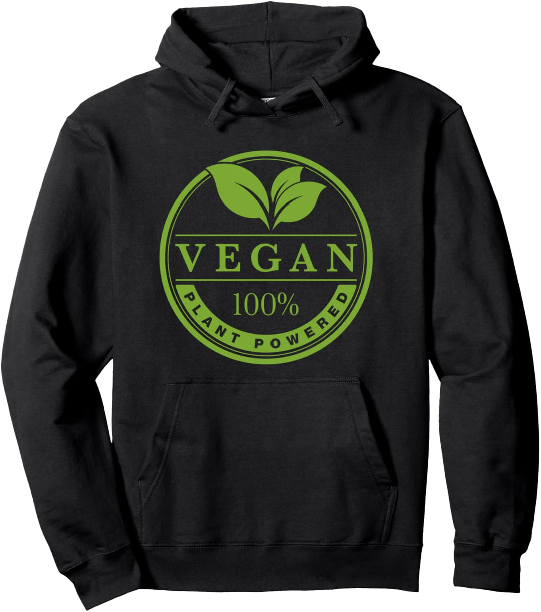 Vegan, Plant Powered Grünes Logo-Design, Vegan Pullover Hoodie