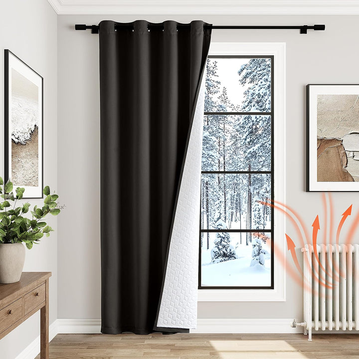MIULEE Vorhänge Doppellagige Thermovorhang Gegen Kälte und Hitze, 1 Stück Dicker Thermovorhang Kälte