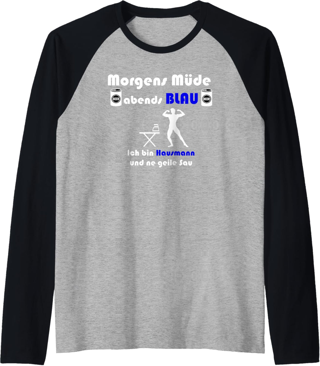 Herren Haushalt Papa Homeoffice Morgens Müde Abends Blau Hausmann Raglan