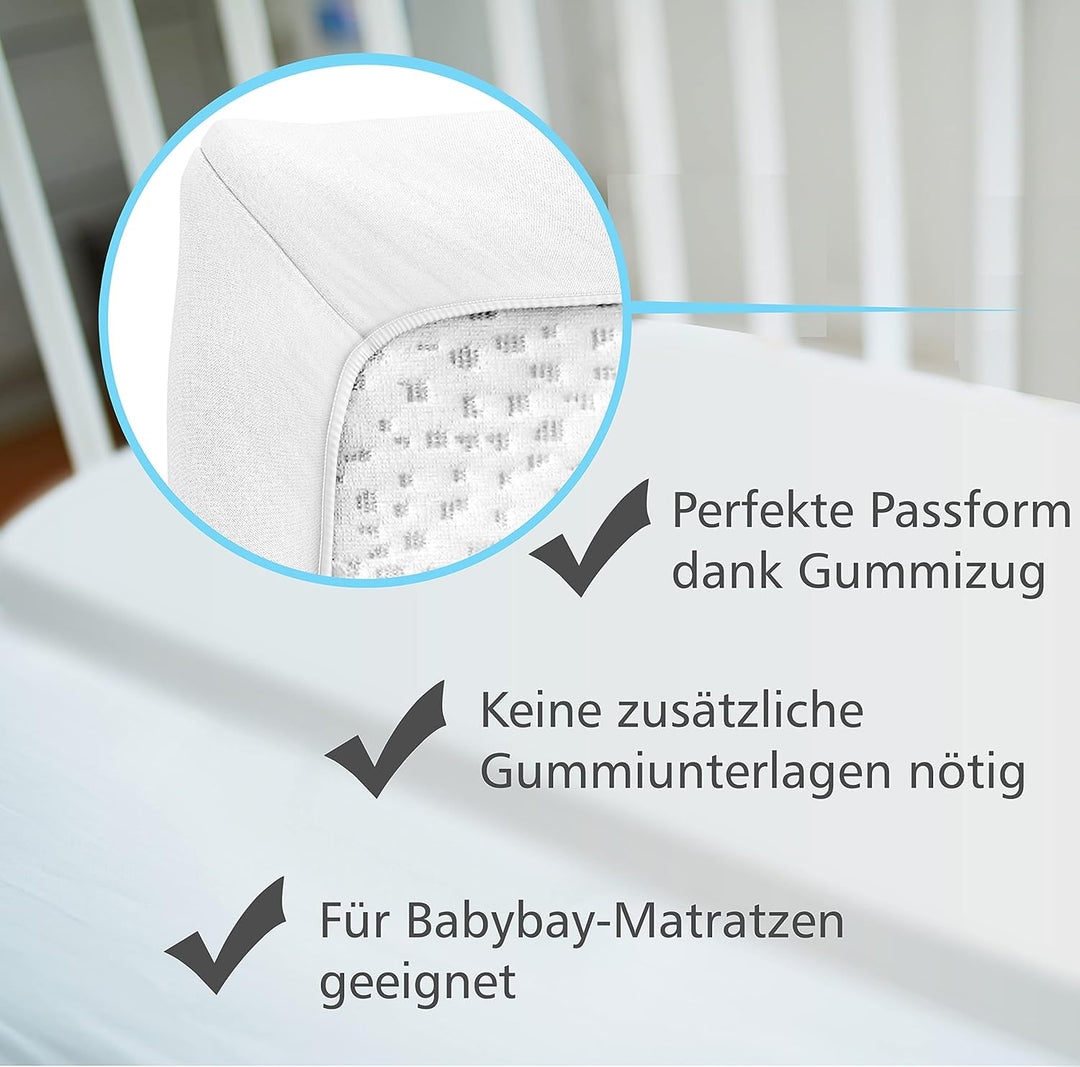WhizProducts Wasserdichtes Spannbettlaken 89x50 cm kompatibel mit Babybay Maxi, Midi, Boxspring, Com