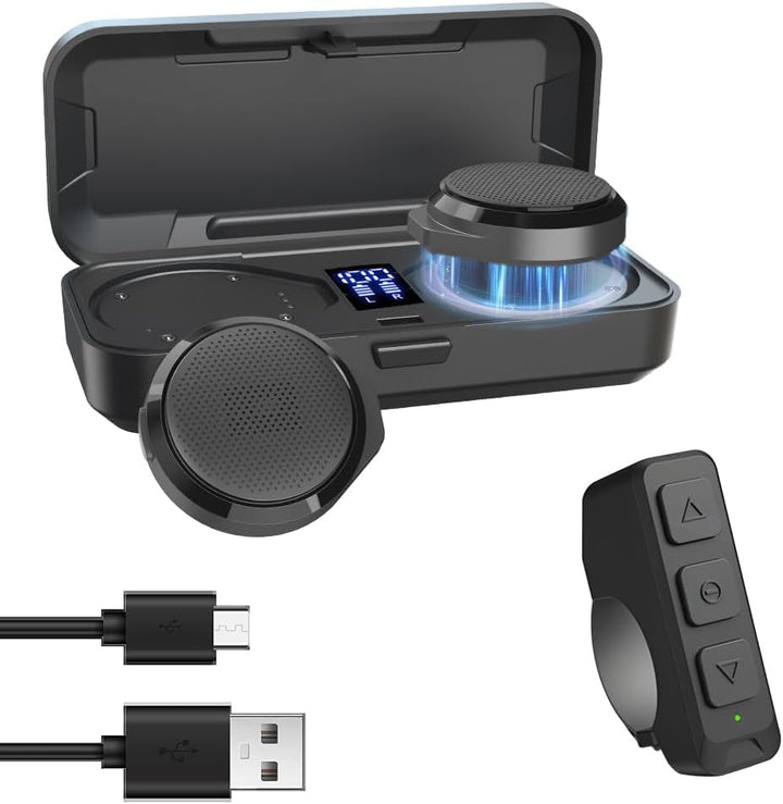 OBEST Motorradhelm Bluetooth Headset, TWS Kabellose Kopfhörer mit Ladeetui, Bluetooth 5.3 &amp; ANC Akti