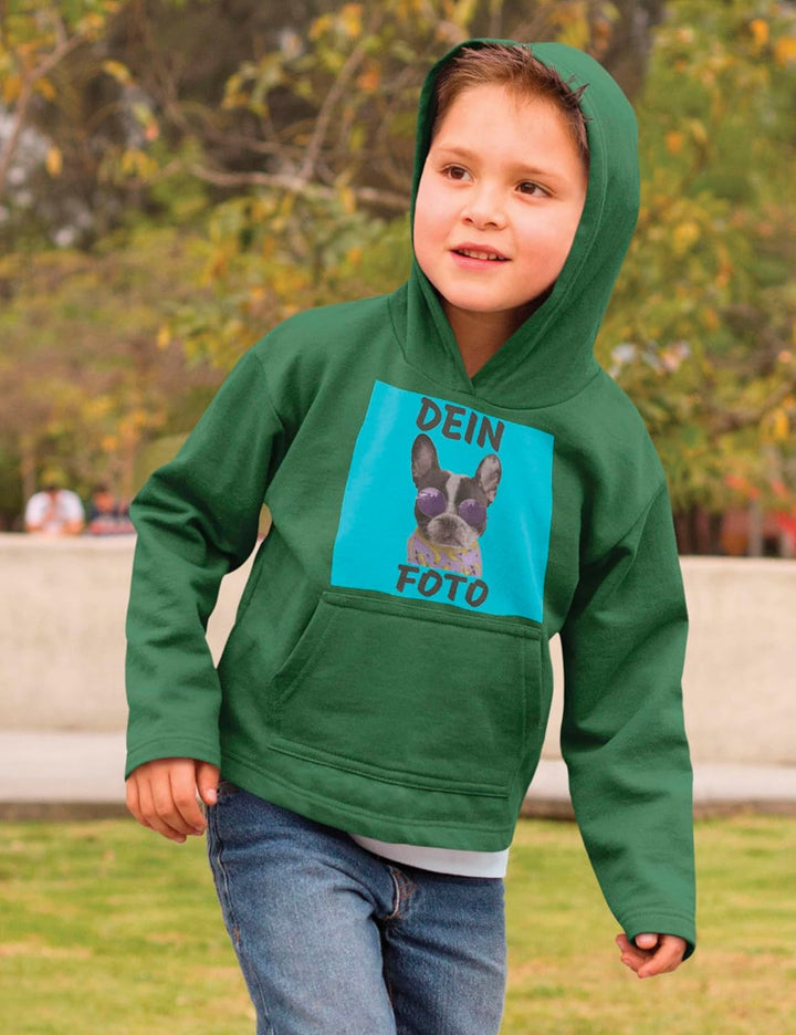 Kinder Hoodie Bedrucken Lassen - Mit Wunschfoto personalisiert - Kapuzenpullover als Geschenk für Ju