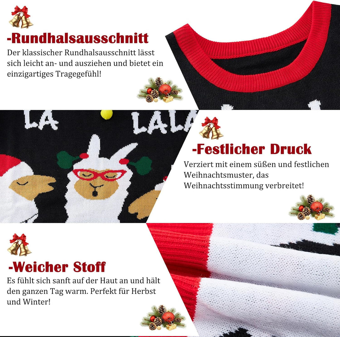 NEWISTAR Pullover Herren Damen Weihnachtspullover 3D Druck Strickpullover Lustig Weihnachtspulli Ugl