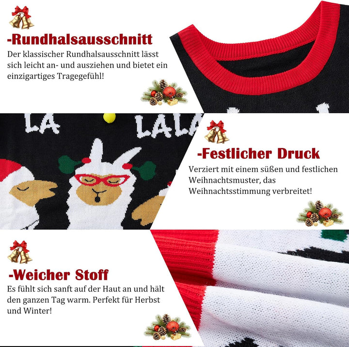 NEWISTAR Pullover Herren Damen Weihnachtspullover 3D Druck Strickpullover Lustig Weihnachtspulli Ugl