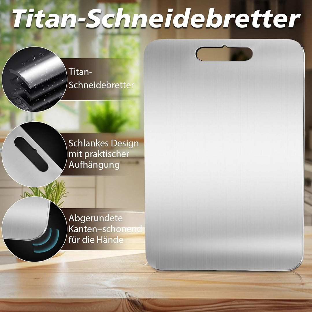 3 Stücke Titan Schneidebrett, S316 Schneidebrett Edelstahl, BPA-freies Doppelseitiges Lebensmittel T
