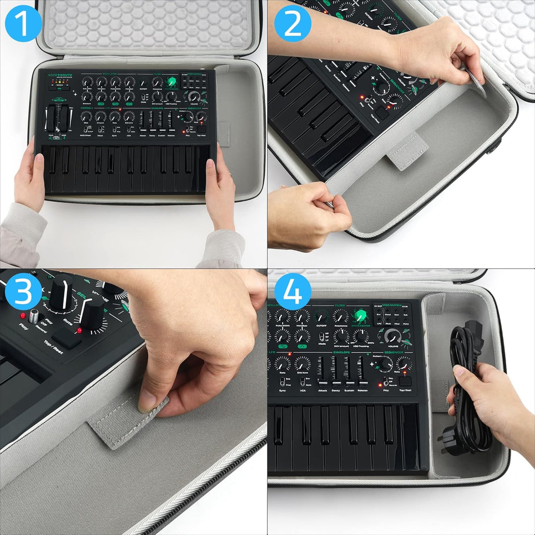 Geekria Hartschalen-Reisekoffer kompatibel mit Arturia MicroBrute UFO/MicroFreak, Tasche für Audio-S