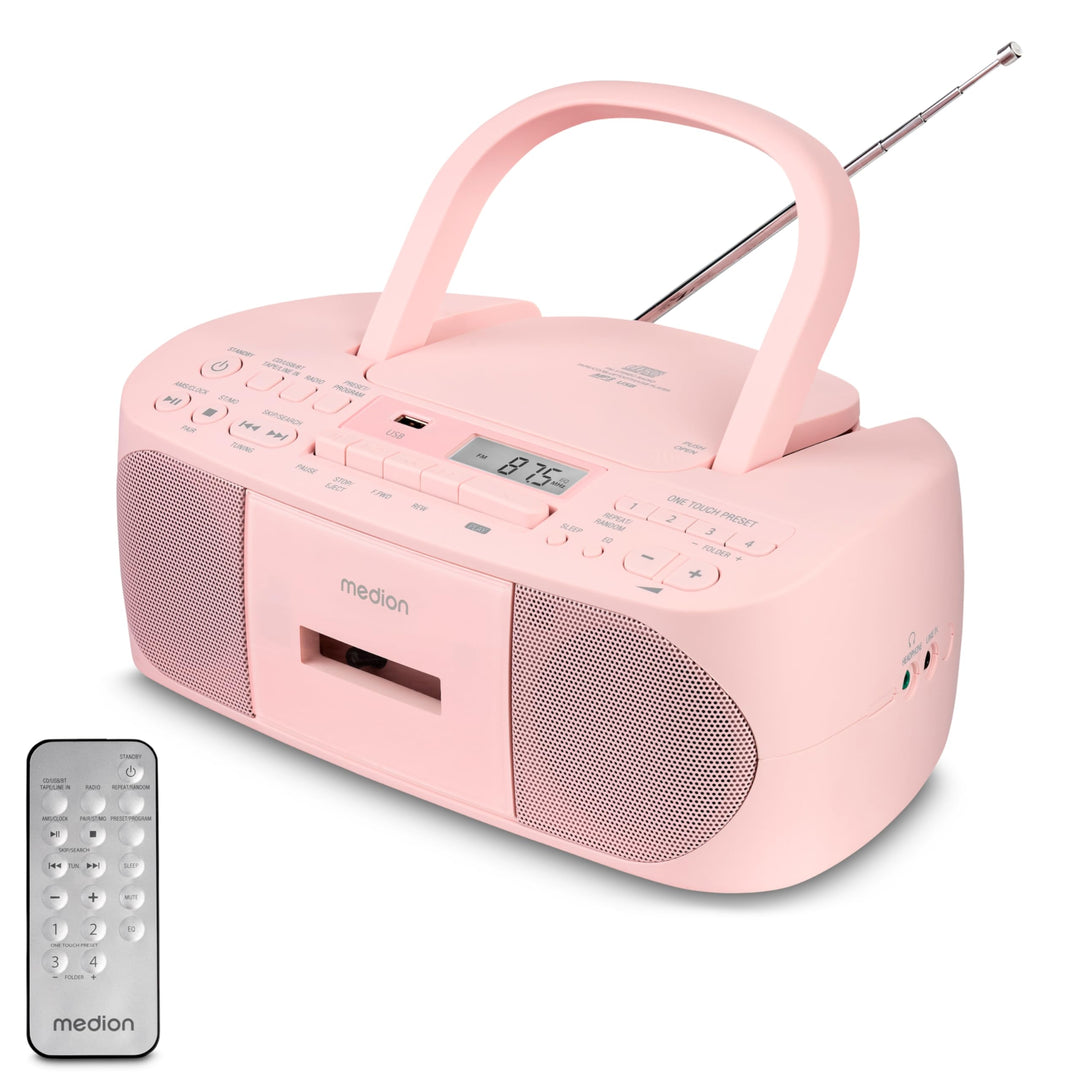 MEDION E65010 Stereoradio (CD-Player, Kassette, USB Anschluss, AUX Audioeingang, MP3-Widergabe. UKW