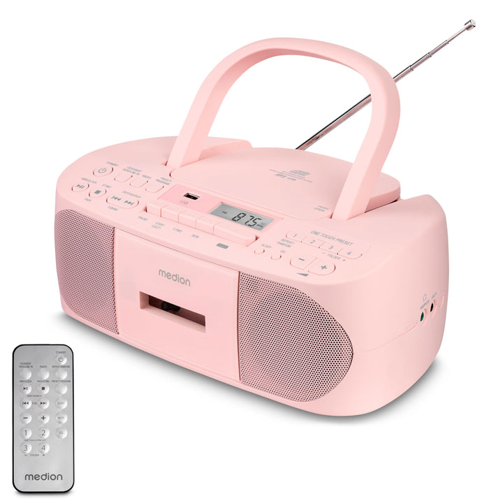 MEDION E65010 Stereoradio (CD-Player, Kassette, USB Anschluss, AUX Audioeingang, MP3-Widergabe. UKW