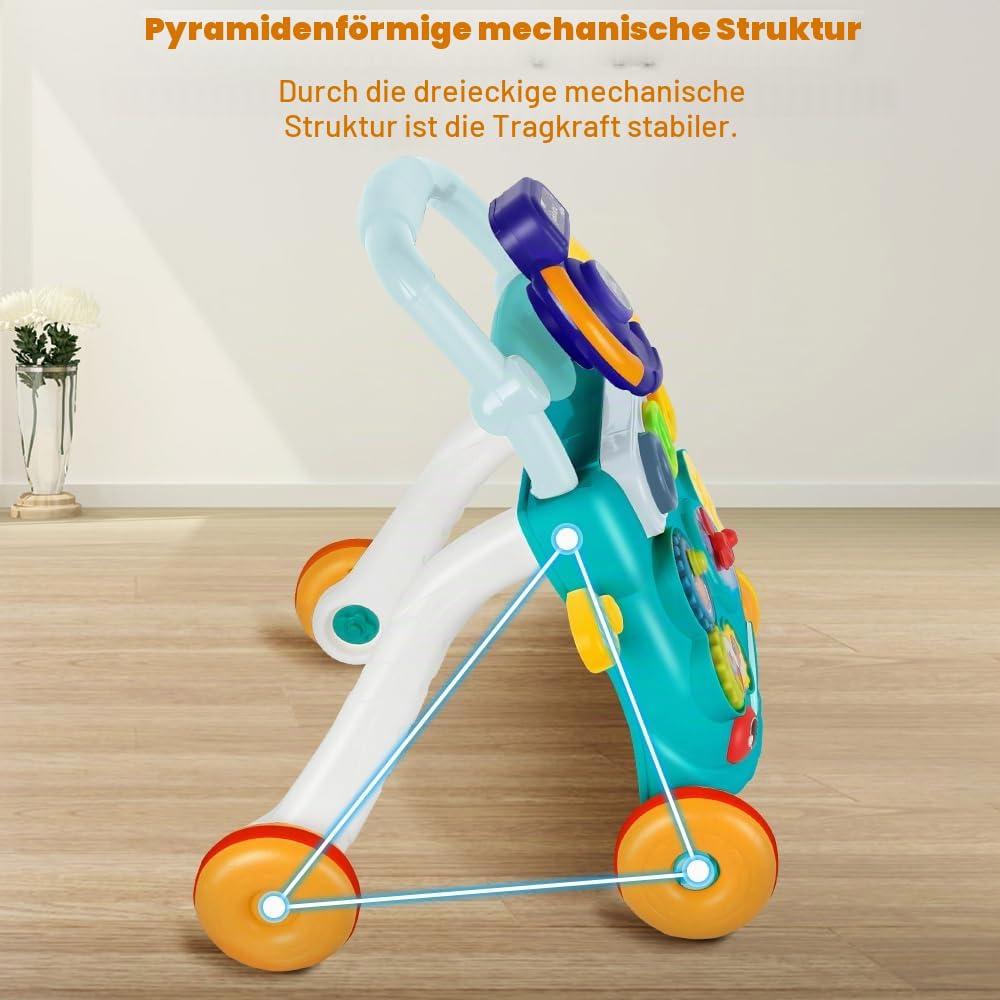 Lauflernhilfe für Babys, Laufwagen, Lauflernhilfe für Babys mit Musik-Player, stossdämpfendes Rad, G