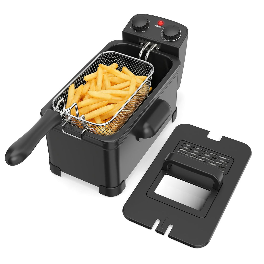 COSTWAY Fritteuse 3L, 2000 W Friteuse mit Öl, Fettfriteuse mit einstellbarem Thermostat 150-190℃ & T