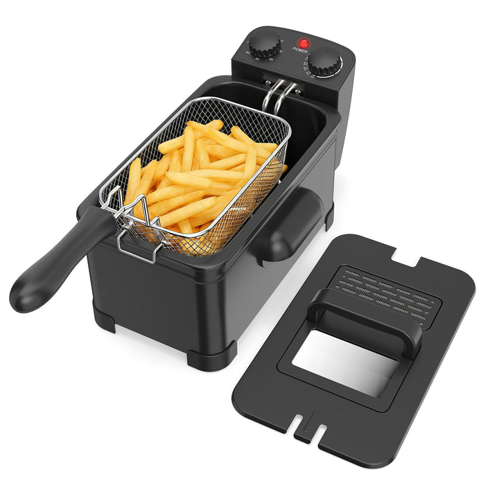 COSTWAY Fritteuse 3L, 2000 W Friteuse mit Öl, Fettfriteuse mit einstellbarem Thermostat 150-190℃ & T