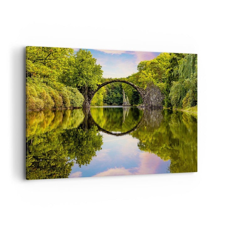 Bilder auf Leinwand 100x70cm Leinwandbild mit Rahmen Park Natur Wasser Gross Wanddeko Bild Schlafzim