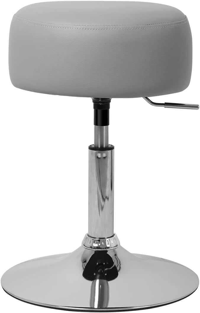 ML-Design Schminkhocker 2er Set Hellgrau aus Stahl verchromt, Sitzhocker rund Ø33cm, Schminktisch Ho