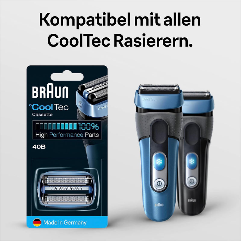 Braun Ersatzscherteil 40 B Blau, Kompatibel mit CoolTec Rasierern