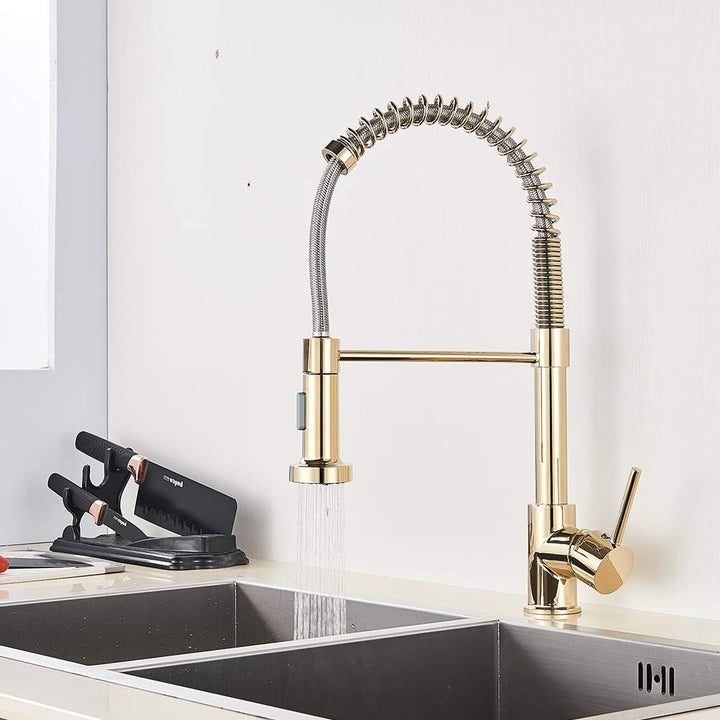 Onyzpily Goldfarbene Küchenarmaturen für die Küche, Spülbecken, Mischbatterie mit massivem Messing,