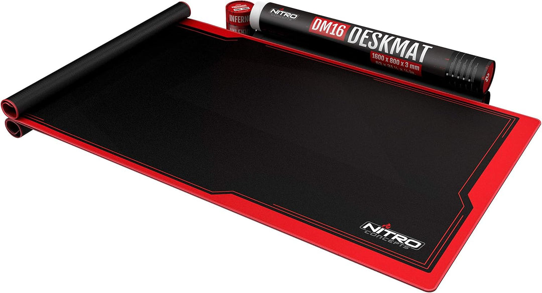 NITRO CONCEPTS XXL-Mauspad 1600 x 800 mm, Kanten ohne Fransen, grosses Gaming-Mauspad aus Mikrofaser