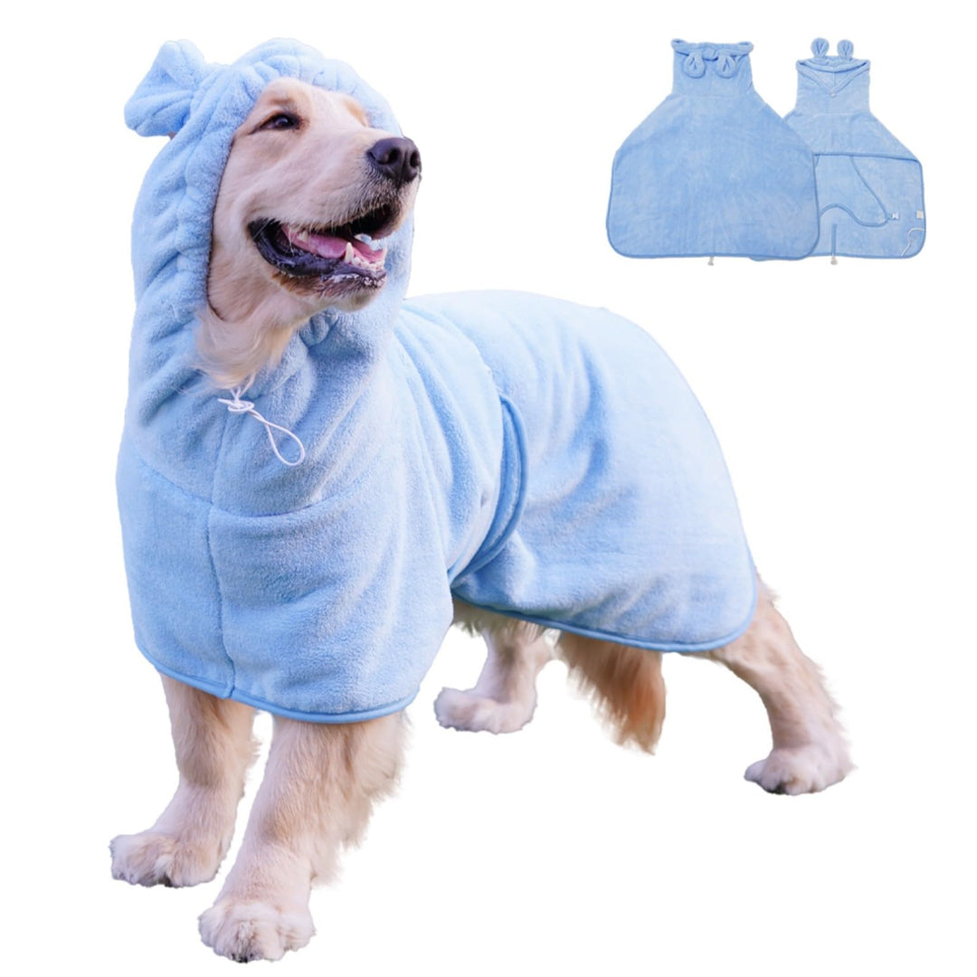 Hunde-Bademantel, super saugfähig, schnell trocknend, Mikrofasermantel, Kapuzenbadetuch für Welpen,