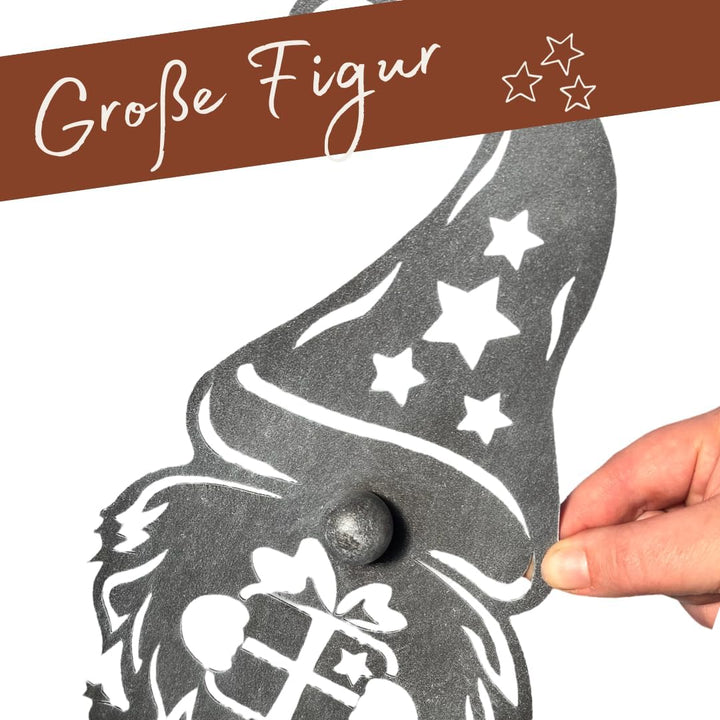 Terma Stahldesign Set Winterzwerg grau 120cm zweier Made in Germany Gartenstecker Outdoor rost deko