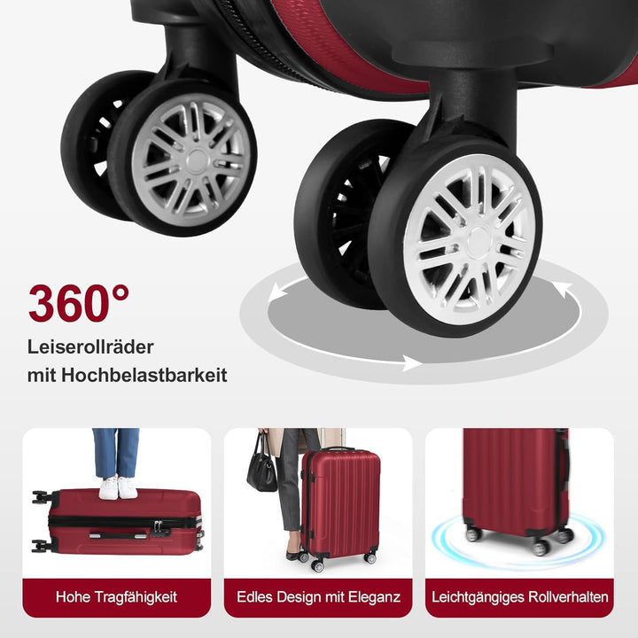 LEADZM Kofferset 5 teilig mit Kosmetikkoffer, Koffer Set Hartschalen-Trolley aus ABS, Reisekoffer Se