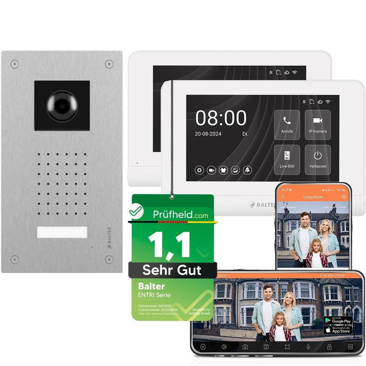 Nonic Balter ENTRI L Video Doorbell Unterputz Türklingel mit Kamera und 2X 7 Zoll Touchscreen HD WLA