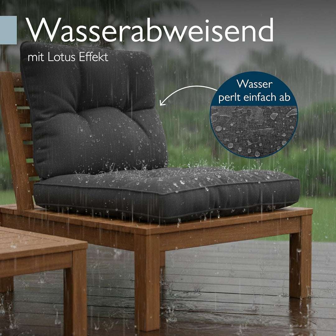 Beautissu Lounge Auflagen Set Sitzkissen 60x60 cm &amp; Rückenkissen 60x40 cm – Schmutz- &amp; Wasserabweise