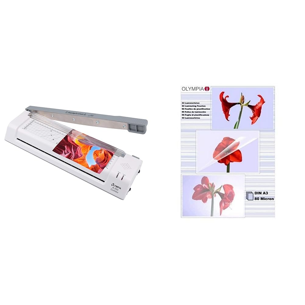 Olympia A 350, Kombi Laminier- und Schneidegerät für A3, 75/80-125 Micron, 3130 & Folienset 80 Mikro