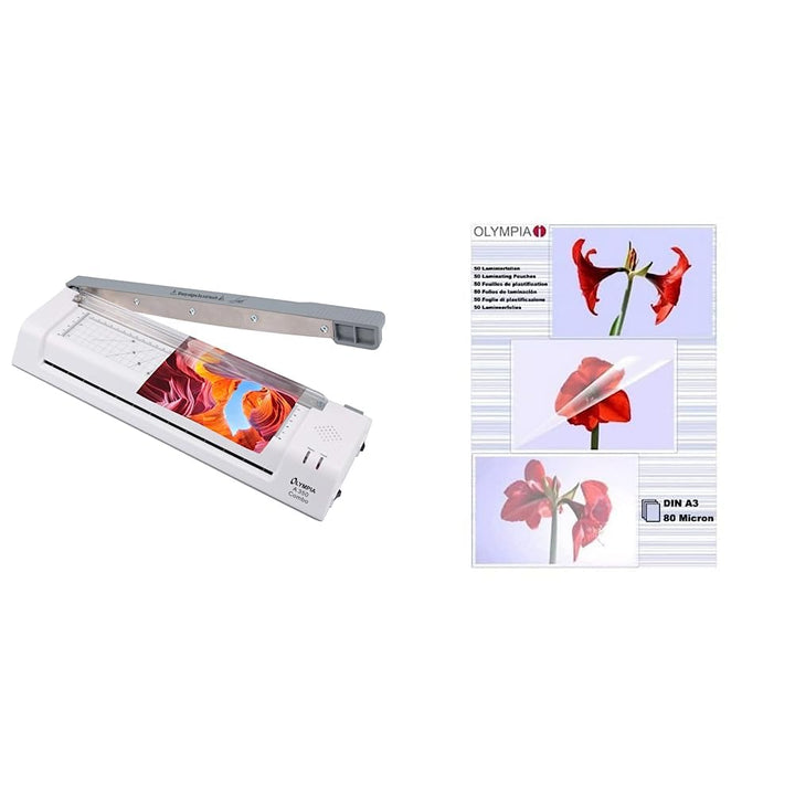Olympia A 350, Kombi Laminier- und Schneidegerät für A3, 75/80-125 Micron, 3130 & Folienset 80 Mikro