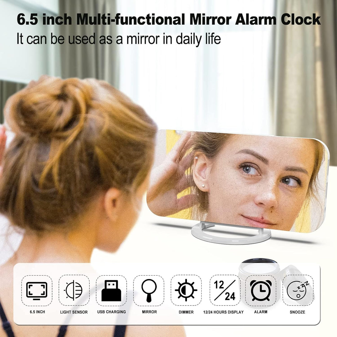 ThreeH Digitaler Alarm mit Dual-USB-Ladegerät Einstellbare Helligkeit Dimmer Snooze LED-Anzeige Weck