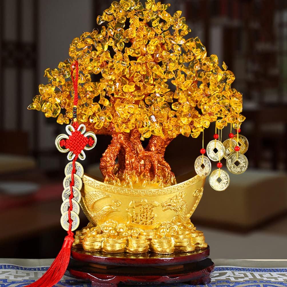 BESPORTBLE Chinesische Geldbaum Bonsai Glücksbaum Deko Feng Shui Baum Kristallbaum Chinesische Neuja
