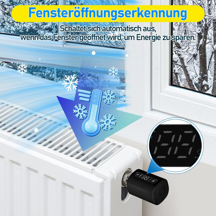 Heizkörperthermostat, WiFi Smartes Heizungsthermostat mit APP-Steuerung, inkl. 5 Adapter, kein Gatew