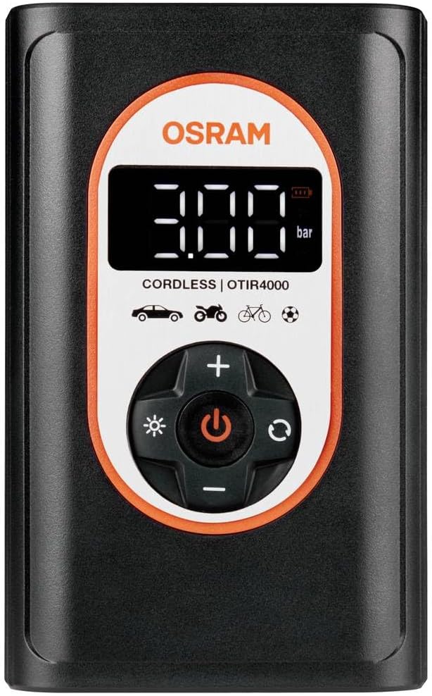 OSRAM TYREinflate 4000, wiederaufladbarer und kabelloser Reifenfüller, programmierbarer digitaler Lu