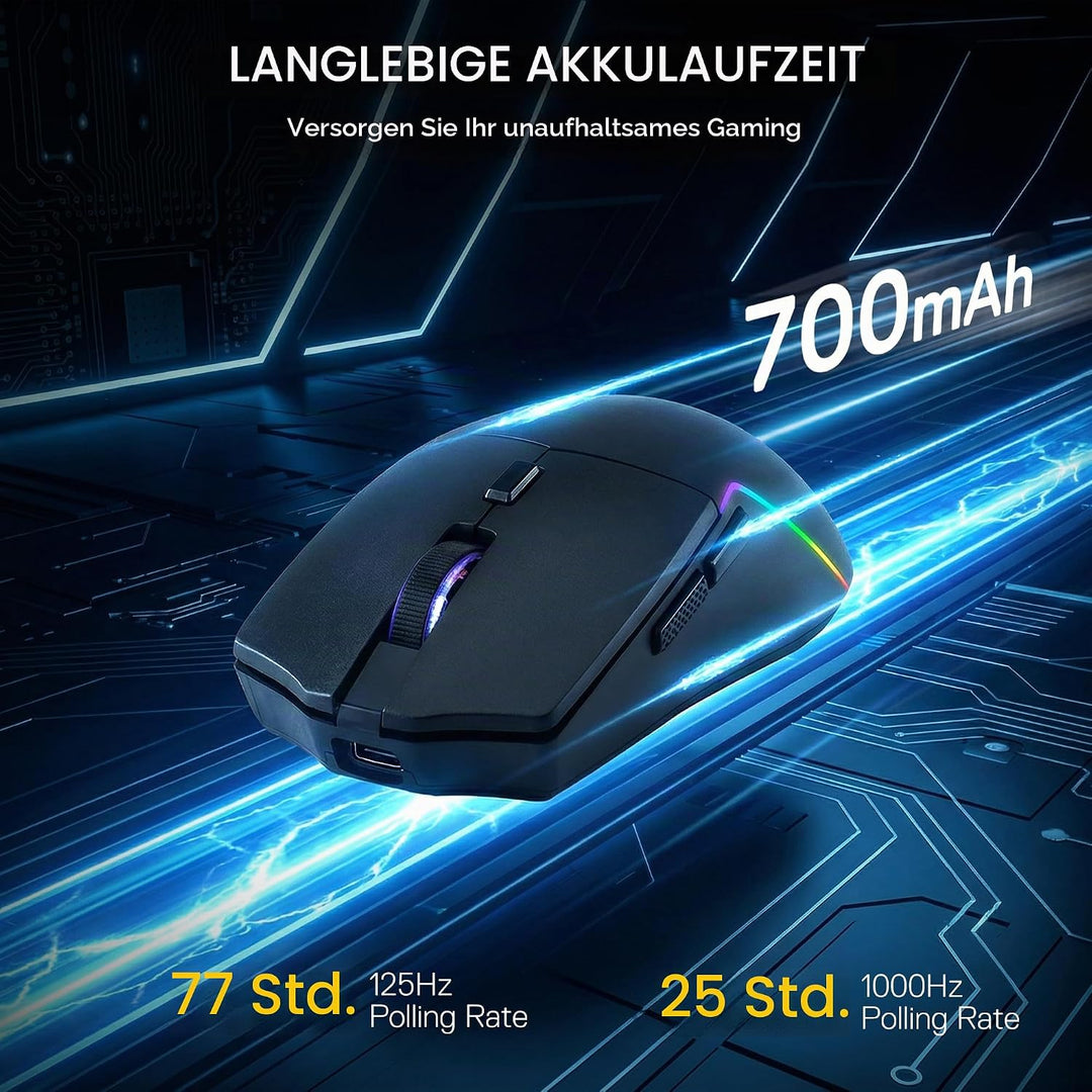 Redragon M730 Wireless Gaming Maus, 10000 DPI, 3-Verbindungsmodi, BT &amp; 2.4G Wireless, 6 Makrotasten,