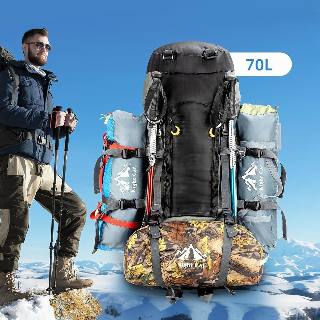 Night Cat Wanderrucksack 70L 90L Rucksack: Trekkingrucksack Reiserucksack Herren Damen Atmungsaktiv