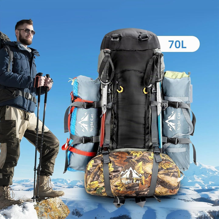 Night Cat Wanderrucksack 70L 90L Rucksack: Trekkingrucksack Reiserucksack Herren Damen Atmungsaktiv