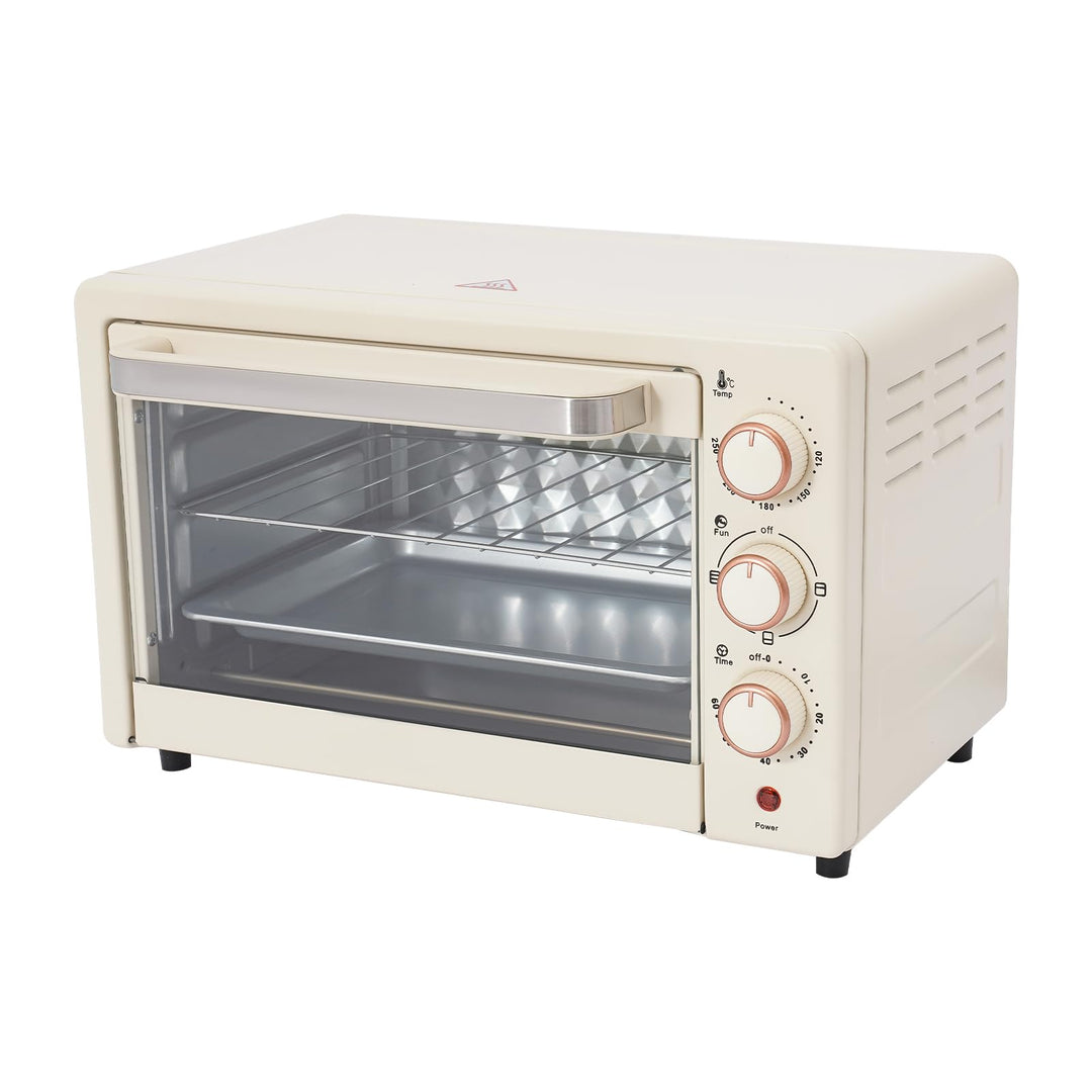 22 L Minibackofen, Klein mini Backofen mit Grillrost & Backblech, 60 Min Timer, Pizza-Ofen mit Überh