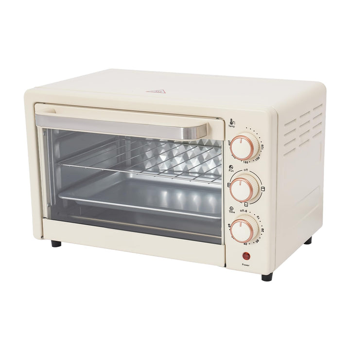 22 L Minibackofen, Klein mini Backofen mit Grillrost & Backblech, 60 Min Timer, Pizza-Ofen mit Überh