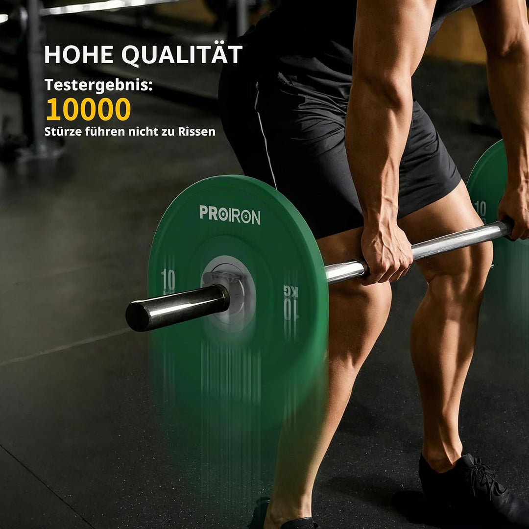 PROIRON Hantelscheiben, Olympic Bumper Plates 50mm, 5-25kg, Hartgummi, Hanteln Gewichtsscheiben nach