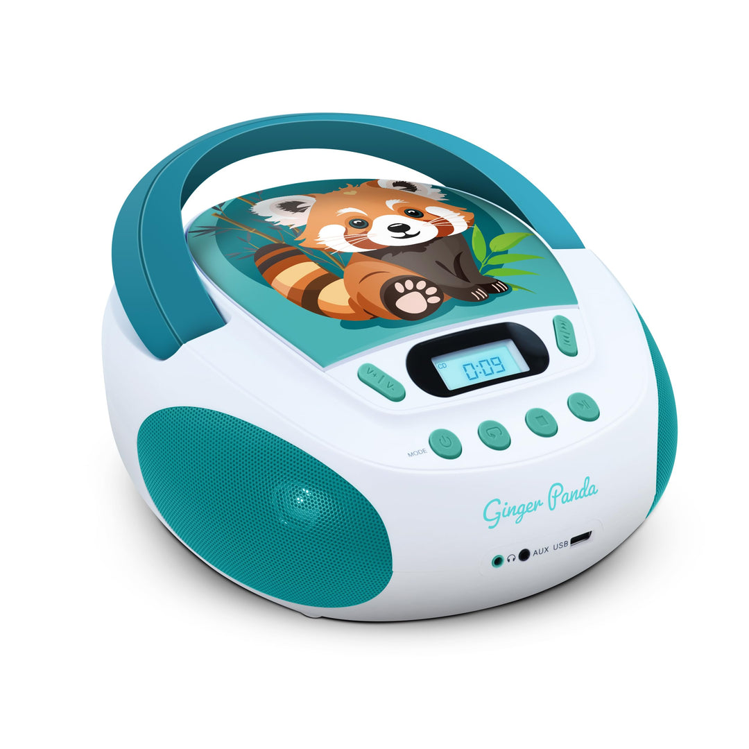 MOOOV 477414 CD-Player für Kinder, Motiv: Panda, Rot, MP3 und USB-Port – AUX-In – Kopfhöreranschluss