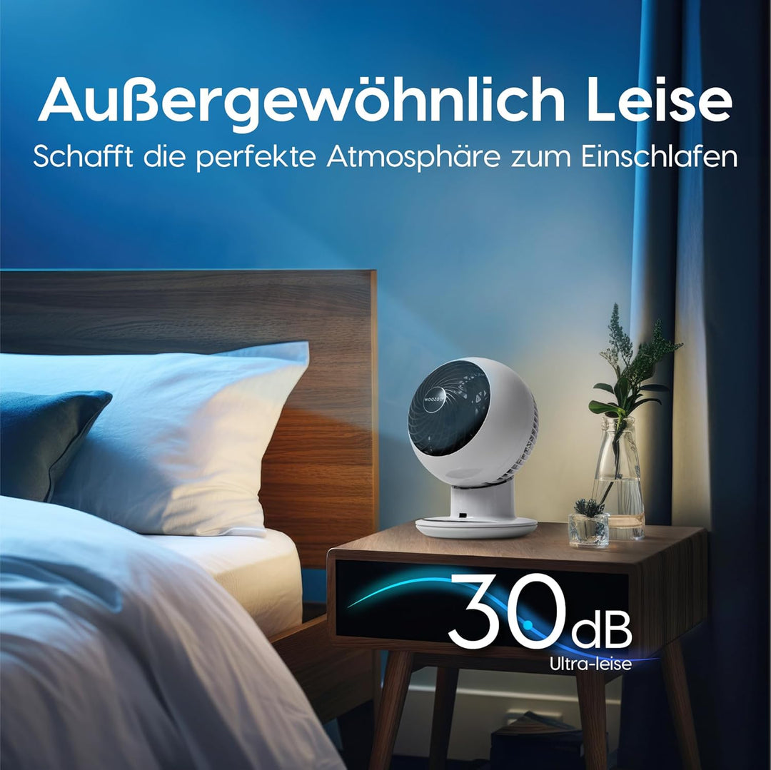 Woozoo by Ohyama, Leistungsstarker, leiser Ventilator / Tischventilator, 38W, 25m Reichweite, Multid