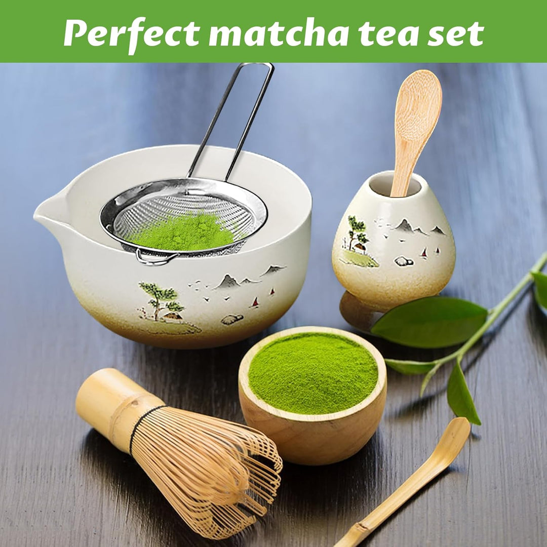 Simsky Matcha set, Japanisches Tee-Set, Matcha-Schale, Schaufel, Sieb, Matcha-Besenhalter, Matcha-Be