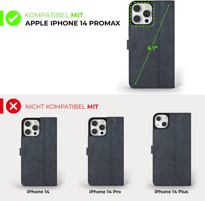 Snakehive iPhone 14 Pro Max Hülle Leder | Stylische Handyhülle mit Kartenhalter & Standfuss | Handyh